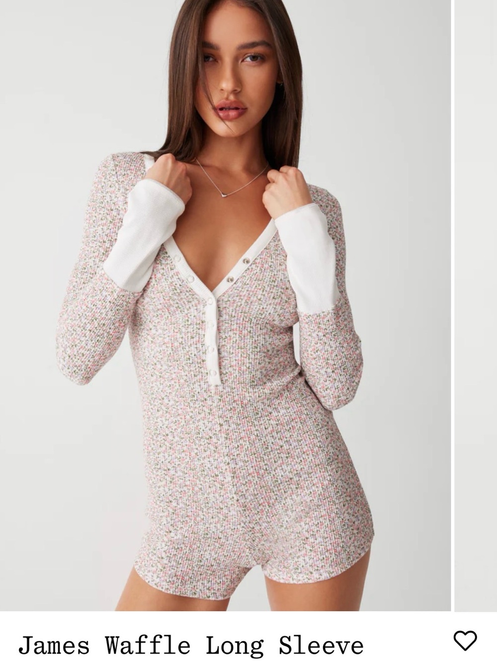 Frankie’s Bikinis Long Sleeve Romper PJs- White Multi